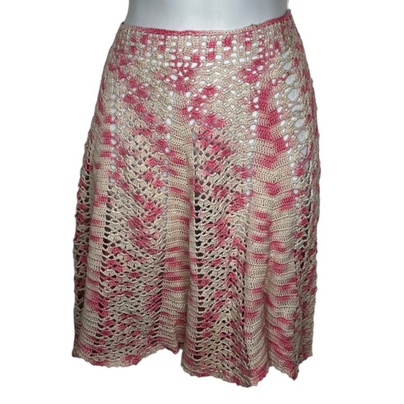 Vintage Pink Hand Crocheted‎ Apron - Picture 1 of 4